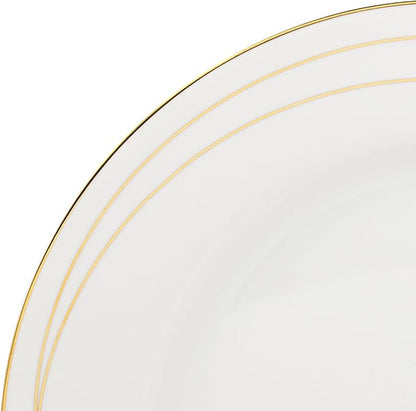 Joseph Sedgh Collection “Sisi” 20-Piece Bone China Dinnerware Set, Service for 4, White and Gold