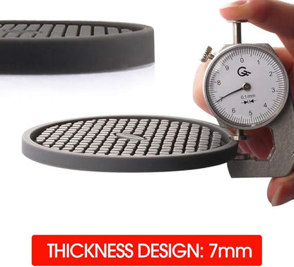 ME.FAN Silicone Coasters [6 Pack] Thickened Drink Coasters with Holder - Cup Mat - Non-Slip, Non-stick, Stay Put, Deep Tray - Prevents Furniture and Tabletop Damages(Black)