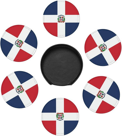 6 Pack Dominican Flag Leather Coaster - Image 3