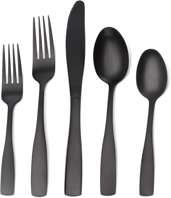 O.C.E. Matte Black Silverware Set, O.C.E. Satin Finish 30-Piece Stainless Steel by OCEExquisitesilverware