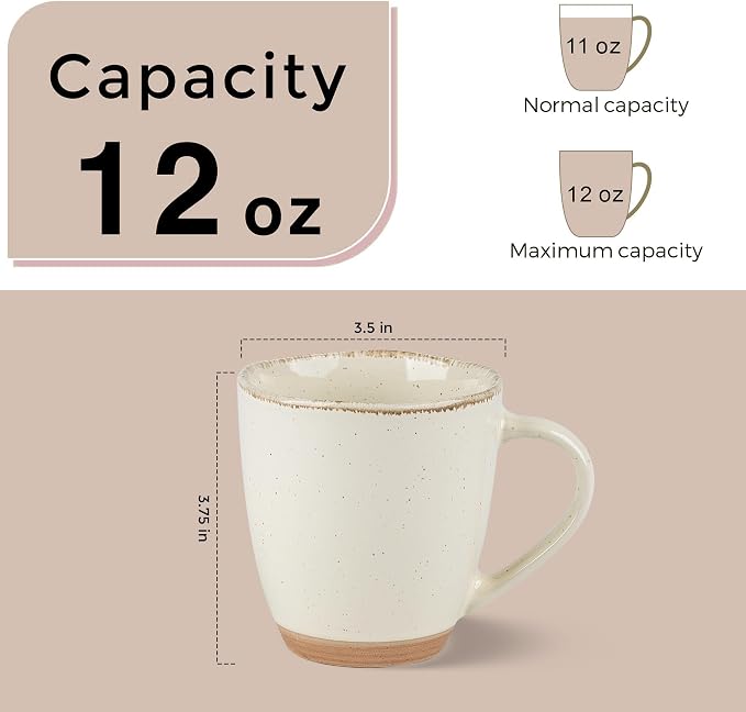 AmorArc 12oz Ceramic Coffee Mugs set of 4, Stylish Coffee Mugs - Image 3