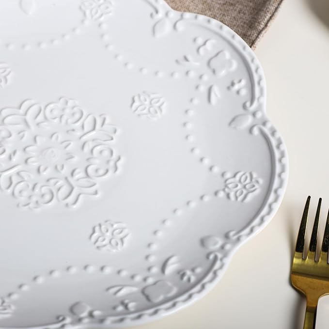 Gaolinci European Palace Series Lace Embossed Ceramic Dinner Plate - Image 6