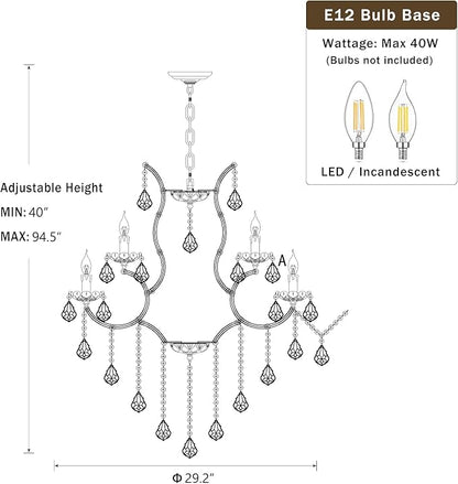 Modern Chrome Chandelier Light Fixture - Luxury Maria Theresa Crystal Chandeliers for Dining Room, Kitchen Island, Living Room, Bedroom, 15 Lights, 2 Layers