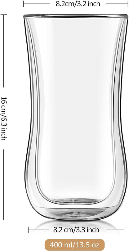 Joeyan Glass Double Walled Beer Drinking Glasses Tumbler, Double Layer Tall - Image 8