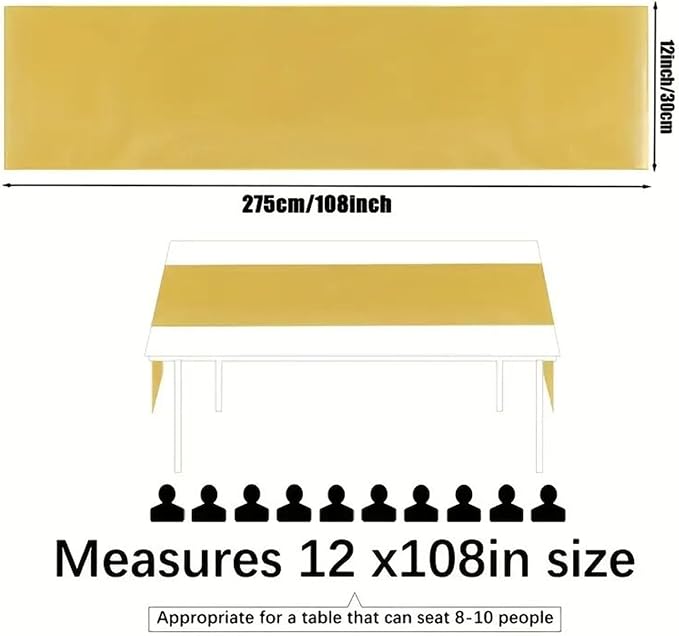 12 Pack Gold Table Runners, Satin Table Runner 12x108 Inches Long, Silk and - Image 6
