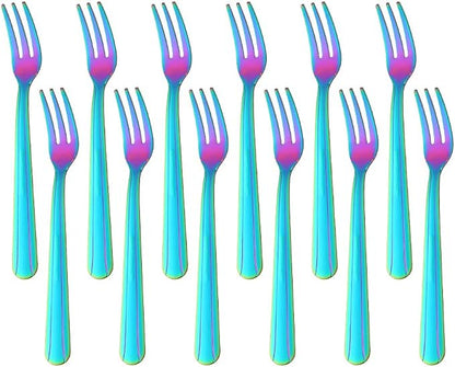 Oyster Fork Set of 12, 5.4 Inch Stainless Steel Cocktail Forks, 3 Tines Mini by KitchenDining