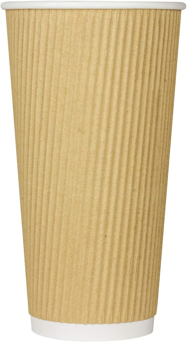 Karat 20oz Ripple Insulated Coffee Hot Cups Kraft Double Poly Lined Paper Hot by Karat