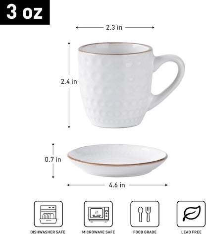 famiware 3oz Espresso Cups and Saucers, Stoneware Demitasse Cup - Image 5