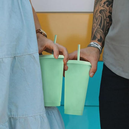 24 oz Plastic Cups With Lids and Straws, Sturdy & Food-Safe Iced Coffee Cups - Image 7