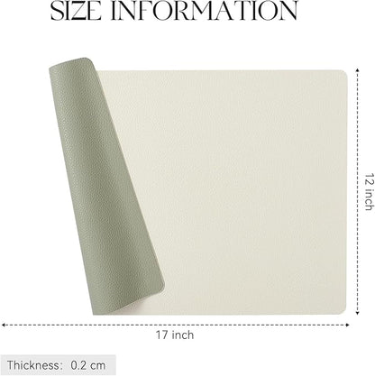 MOSAYT Vinyl Placemats Set of 4, Heat Resistant Place Mats 100% Waterproof Washable & Wipeable Faux Leather Reversible Table Mats for Kitchen Dining Party Indoor Outdoor, 12" x 17", Beige/Sage Green