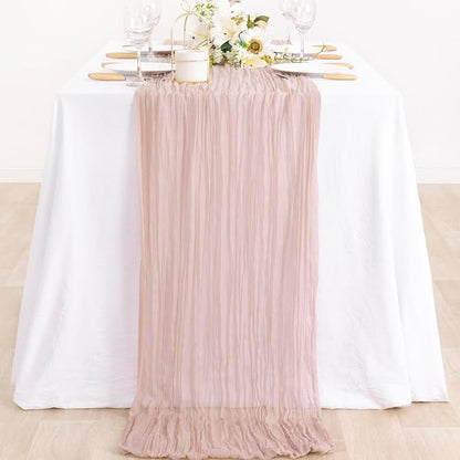 2 Pack Pink Table Runner 10ft Rustic Gauze Cheesecloth Table Decor | - Image 6