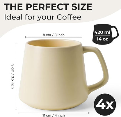 MIAMIO - Coffee Mugs Set of 4, Large - Luxe | Large Ceramic Coffee Mugs - Image 2