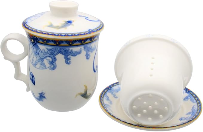 Porcelain Tea Cup with Infuser Lid and Saucer Sets - Image 6