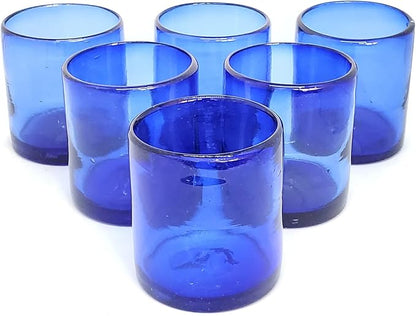 Solid Cobalt Blue 9 oz Short Tumblers, Recycled Glass, Toxin-Free by MexHandcraft