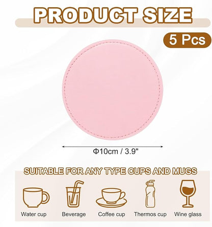 uxcell 5Pcs PU Leather Coasters - Image 2