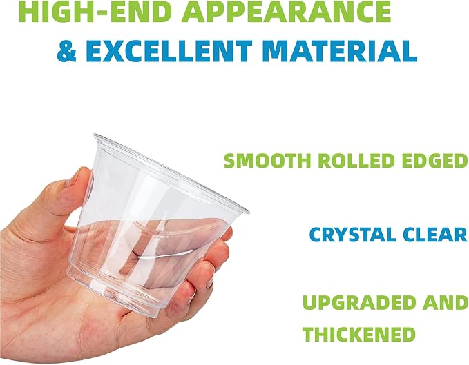 TashiBox 9 oz Crystal Clear Plastic Cups - Image 3