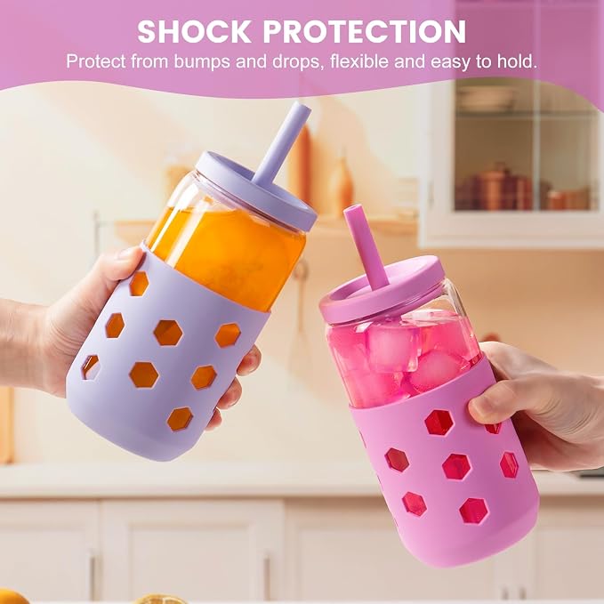 Mrsdry 16 oz Glass Cups with Lids and Straws - Image 6