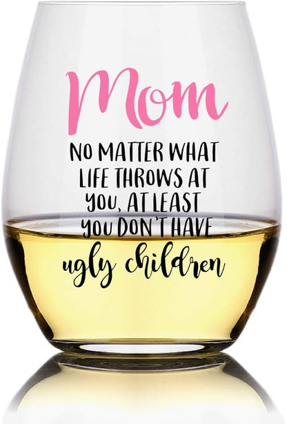 Perfectinsoy Funny Mom Wine Glass by Perfectinsoy