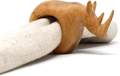 Handcarved Mahogany Wooden Napkin Ring Holders by Global+Crafts