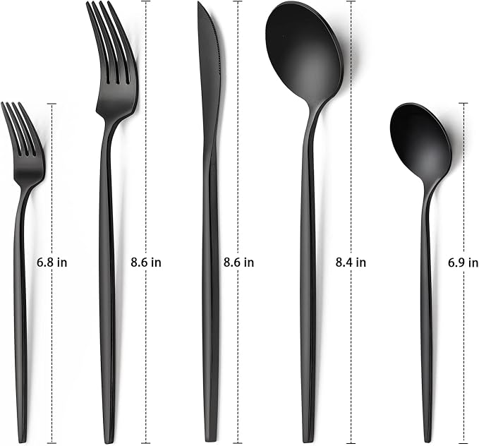 30-Piece Black Silverware Set, Flatware Set - Image 2