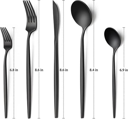 30-Piece Black Silverware Set, Flatware Set - Image 2