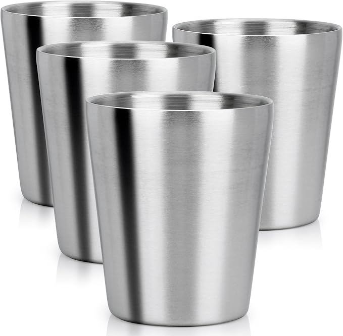 Beasea Stainless Steel Cups 8.8 oz, 4 Pack Small Stainless Steel Tumbler Bulk by Beasea