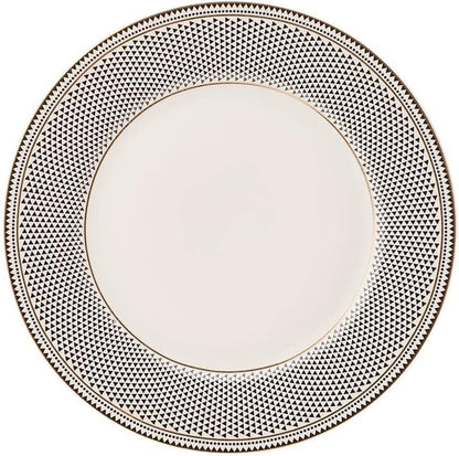 Karaca Globe 24-Piece Dinnerware Set for 6 People - Kitchen Dish Set for Salad, Soup, Pasta, Noodle & More - Modern Chic Porcelain Dishware Plate Set (White with Black Triangle Design)