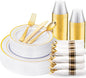 175PCS White and Gold Plastic Plates by WDF