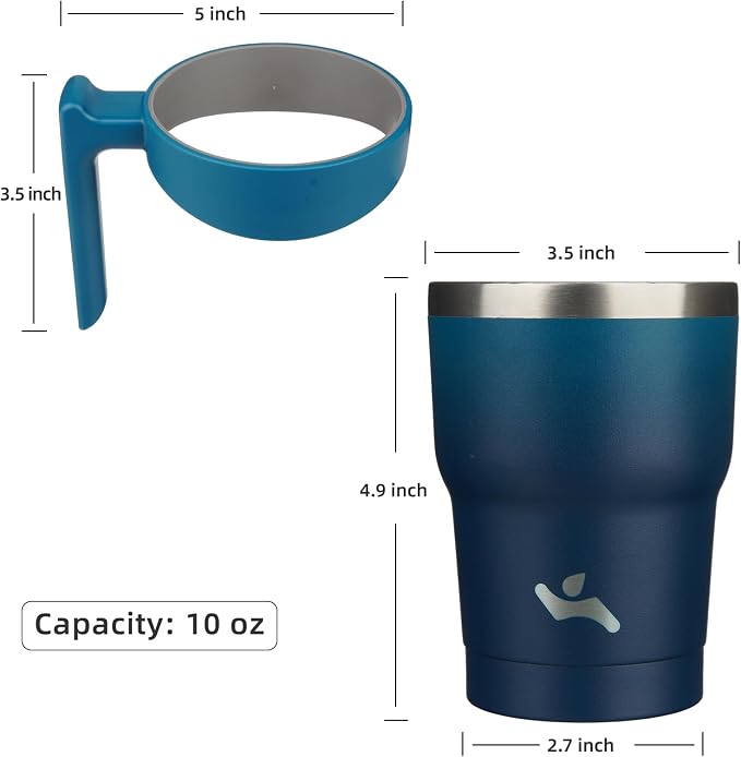 Konokyo 10 oz Tumbler with Handle and Straw, Insulated Travel Mug | Indigo - Image 4