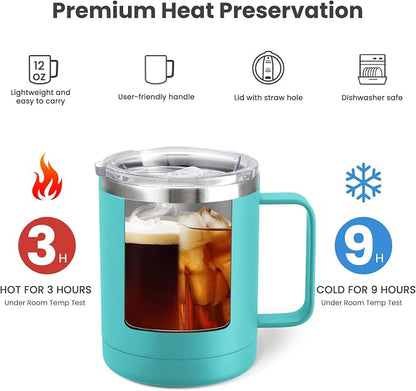 MEWAY 12oz Coffee Mug With Handle 4 Pack Bulk, Stainless Steel Insulated Travel - Image 3