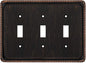Henne Bery Rope Edge Decorative Wall Plate Switch Plate Outlet Cover (Triple Toggle, Aged Bronze)