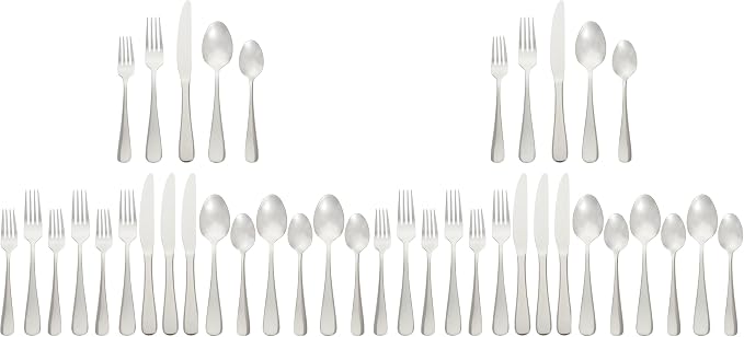 Amazon Basics Silverware Set, Stainless Steel Flatware, Dishwasher Safe by AmazonBasics