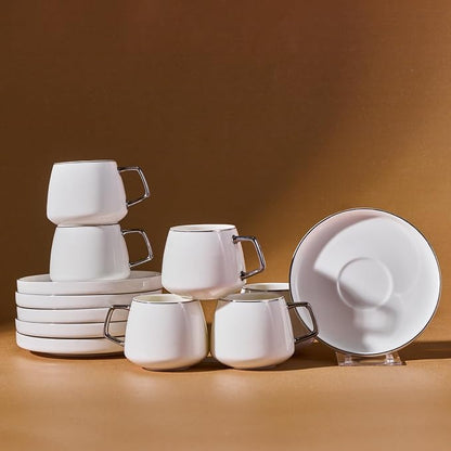 KARACA Saturn Platin Turkish Coffee Cup Set of 6, Arabic Coffee & Espresso by Karaca