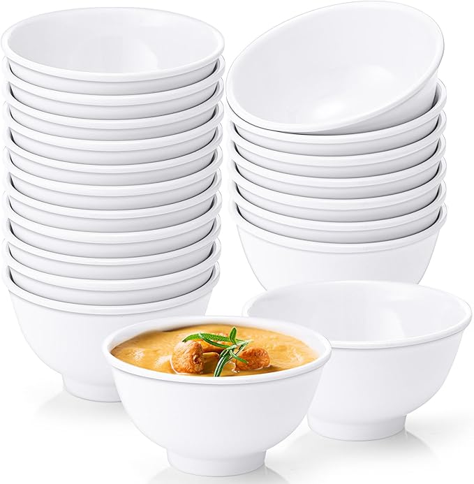 Tioncy 20 Pack Melamine Bowl Set 10 oz White Soup Bowls Set All Purpose Soup by Tioncy
