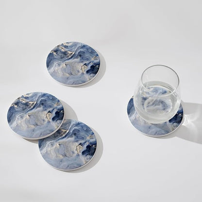 Set of 6 Navy Blue Marble Coasters - Image 4