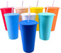 32 oz Cups with Lids and Straws Reusable set of 8, Pastel Rainbow | Iced Tea by WEXINHAO