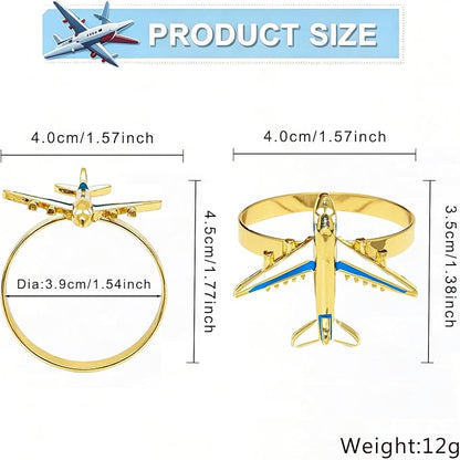 Airplane Napkin Rings set of 12 Blue White Plane Napkin Holder - Image 2