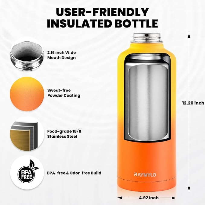RAYMYLO Insulated Water Bottle 87 oz, Triple Wall Vacuum Stainless Steel | - Image 5