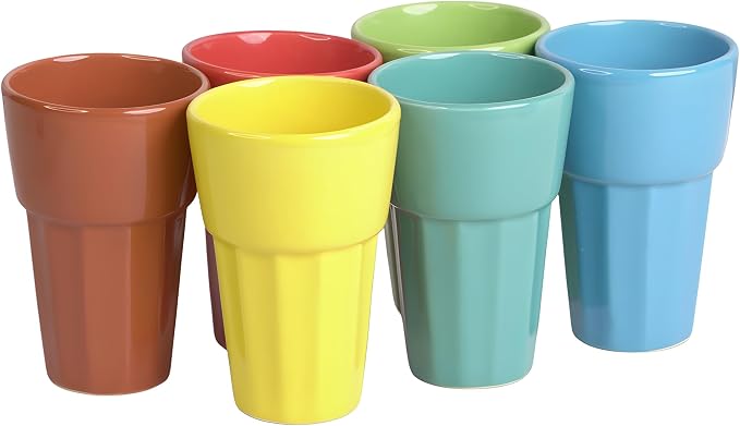 Multicolor Ceramic Kulhad Tea Cups Set of 6, Handmade Chai Cups | Desi Kulhad by Serv-o-Best