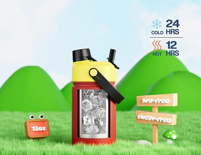 12 oz Kids Water Bottle for Boys: 2-in-1 Straw Spout Lid, Durable Straw Spout - Image 3