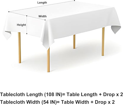 misaya Rectangle Waterproof Vinyl Table Cloth, Buffalo Flannel Backed Tablecloth, Wipeable Plastic Table Cover for Dinner, Kitchen, Outdoor (54" x 108", Green and White)