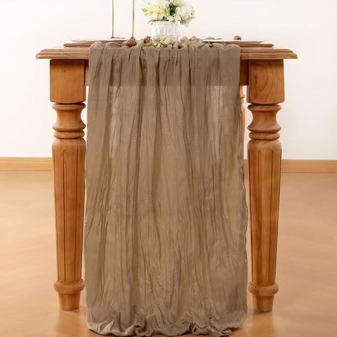 Nude Cheesecloth Table Runner 120 Inches 10 Ft Gauze Table Runner | Summer Boho - Image 2