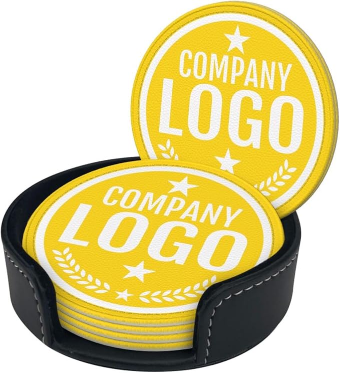 Custom Leather Coasters with Logo - Image 2