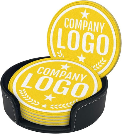 Custom Leather Coasters with Logo - Image 2