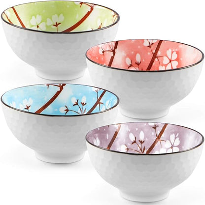 Ceramic Rice Bowls 10 oz, Sakura Bowl Gift Set - Image 2
