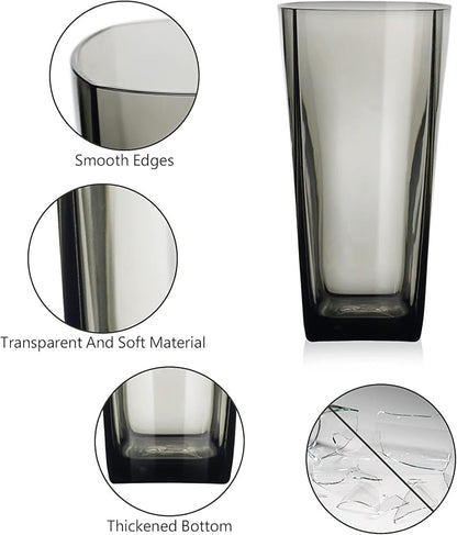 Goldmeet Black Glass Cups Set of 8, 20oz Shatterproof Square Tumblers | BPA-Free - Image 4