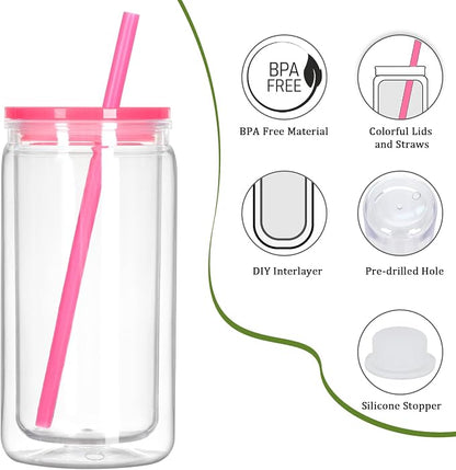 12 Pack 16 Oz Plastic Snow Globe Tumbler, Snowglobe Cups, Colorful | Pre Drilled - Image 3
