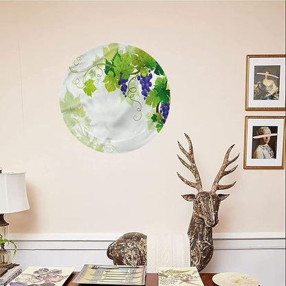 Decorative Plates, Vine Print Ornament, Grapes with Fresh Foliage, 6 Inch, 1 Plate with 1 Display Stand, Multicolor