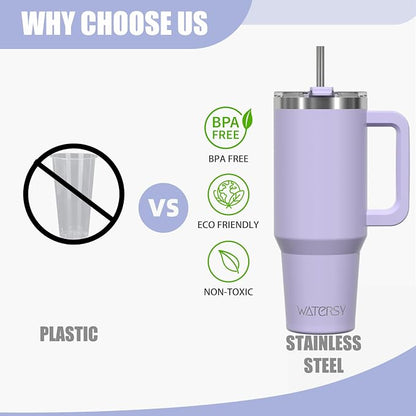 40 oz Tumbler with Handle, Tumbler with Lid and Straw, Double Wall Insulated - Image 9