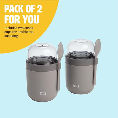 Tasty Travel Snack Cups with Spoons, On-The-Go Snacking, Divided Compartments - Image 4